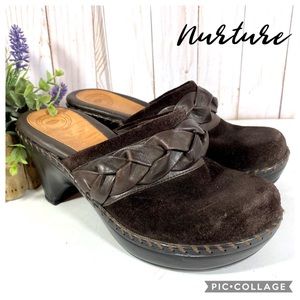 Nurture brown suede and leather boho clog 6